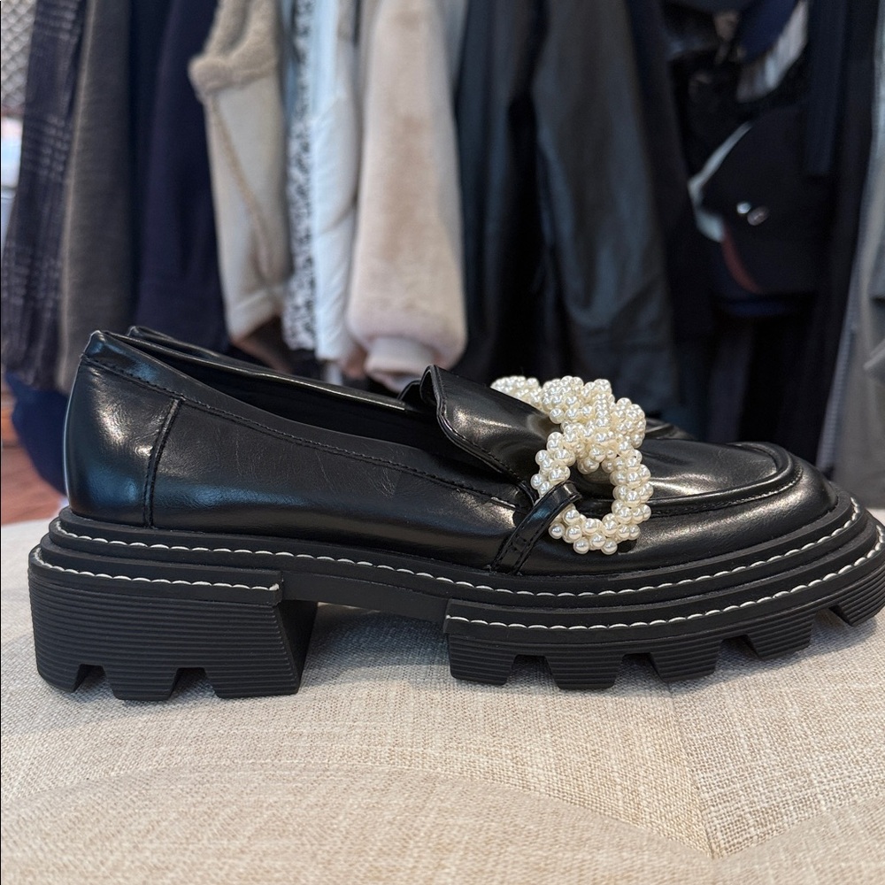 Charles & Keith Black Loafers with Pearl Accent - Picture 3 of 6